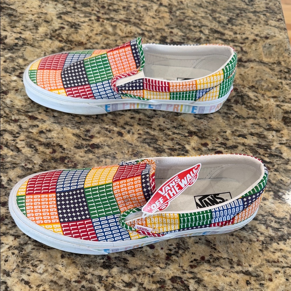 New Vans Pride Patchwork Slip-On Sneakers | Multicolor | NWT Mens size 12